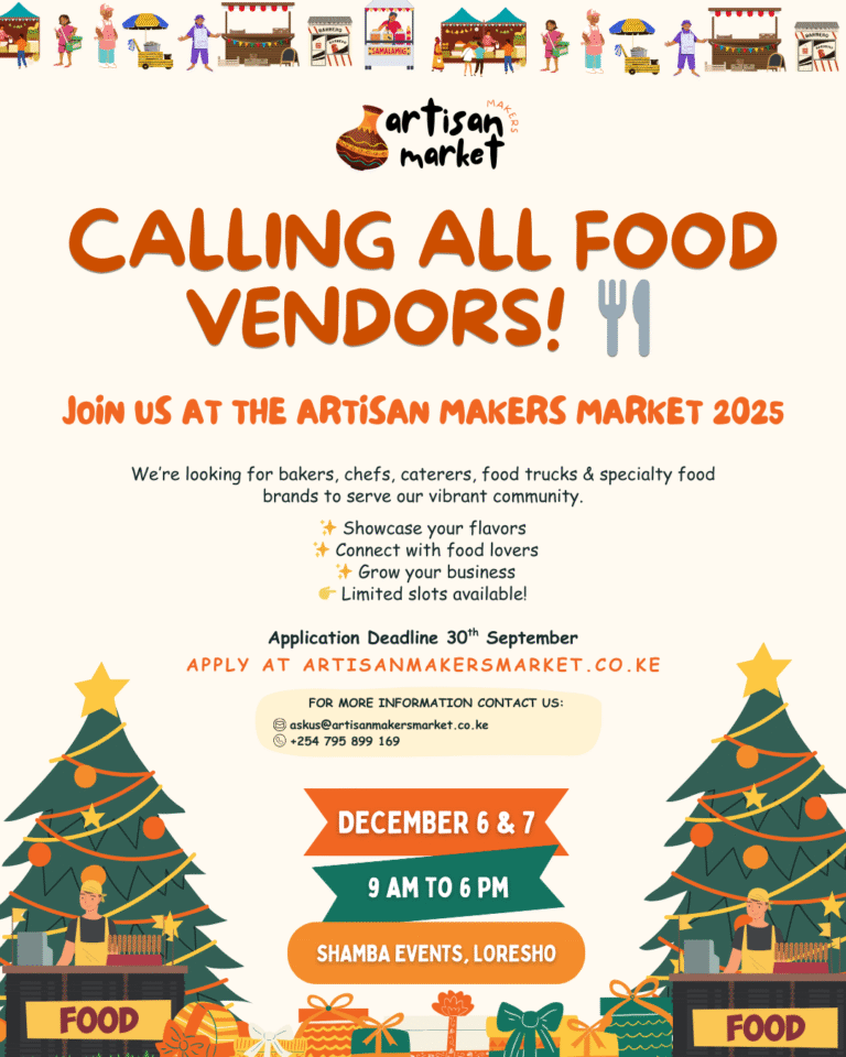 Colorful food court with diverse cuisines at a pop-up artisan market